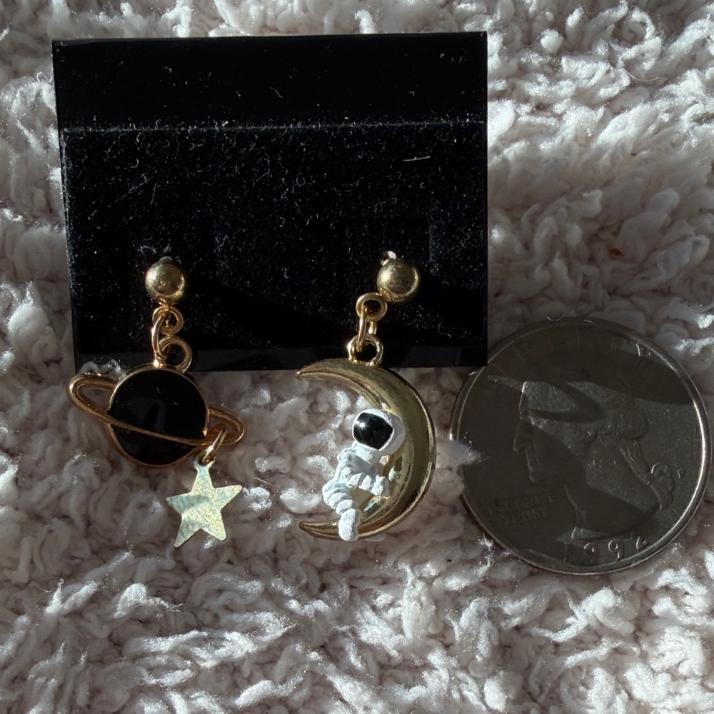 Gold and Black Celestial Earrings
